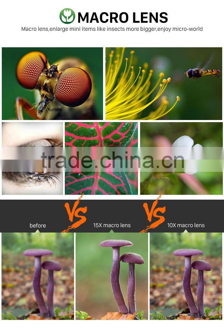 innovative phone accessories clip 198 degree fisheye lens 0.63x super wide angle lens+15x macro lens smartphone special lens