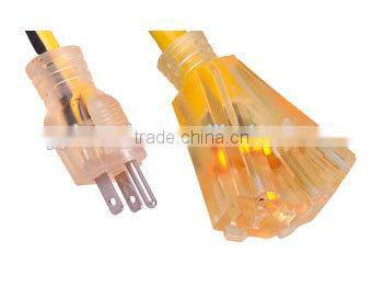 Extreme weather resistant triple tap American outdoor Extension cord with light indicate