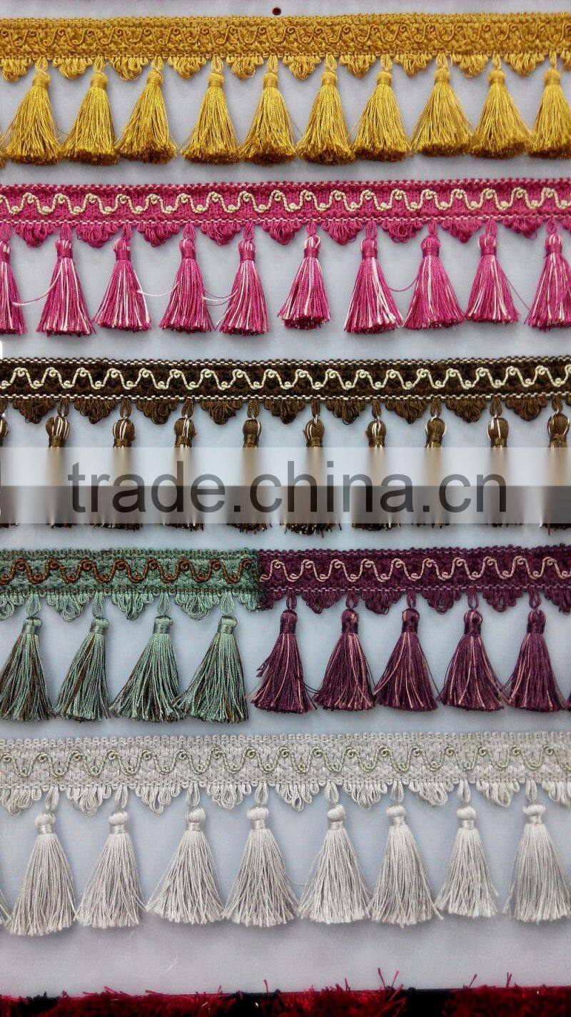 hot sell brown curtain tassel fringe,decorative tassel trimming