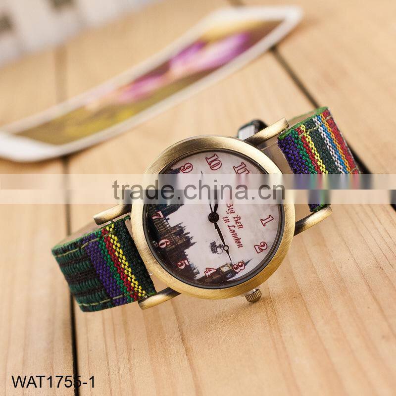 New Handmade Dial Denim Strap Wrist Watch