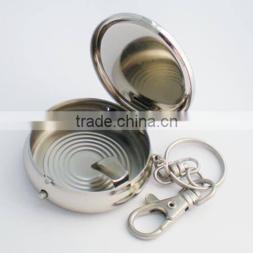 V-MPB32 Round shape stainless steel decorative pill box with keychain