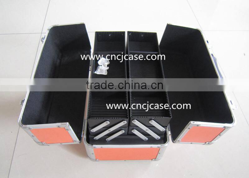 High-end fashion of orange aluminum beauty case