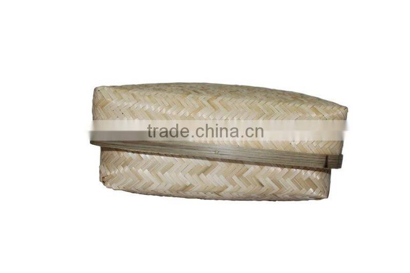 New design rectangular woven bamboo gift basket with cane