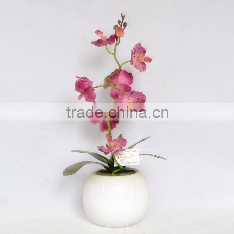 Artificial Silk Phalaenopsis Orchids Centerpiece in Ceramic Base