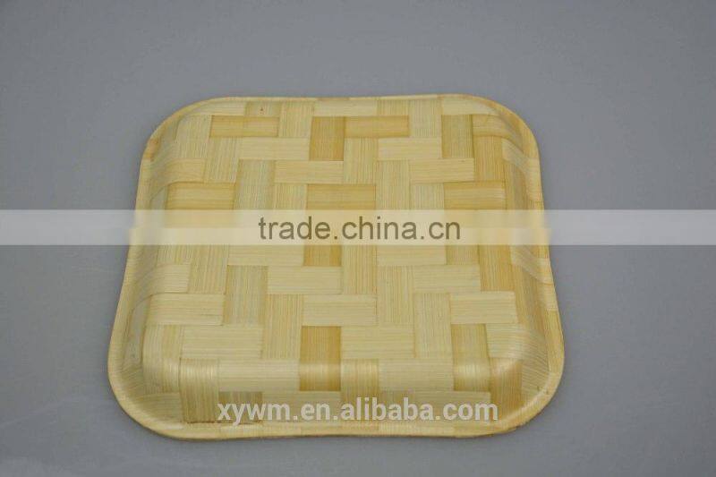 woven bamboo home basics serving tray with different decorative