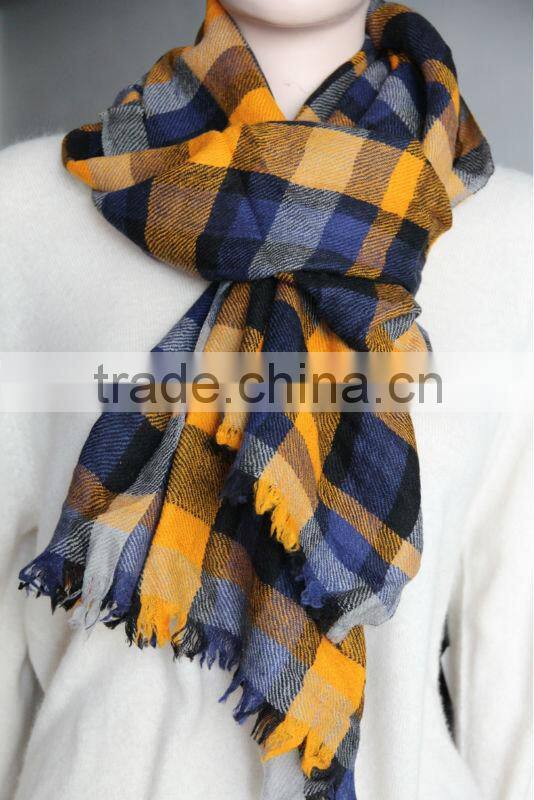 worsted cashmere light checked scarves