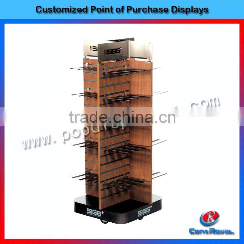 Wholesale floor wood slat wall gondola display from china