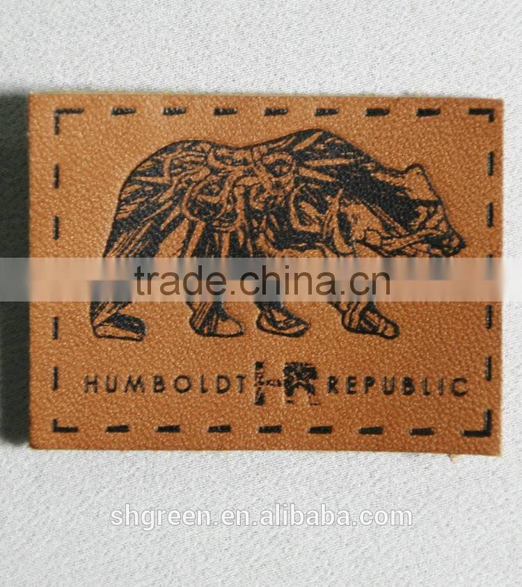 Brand leather label with sewing groove for easy stitching