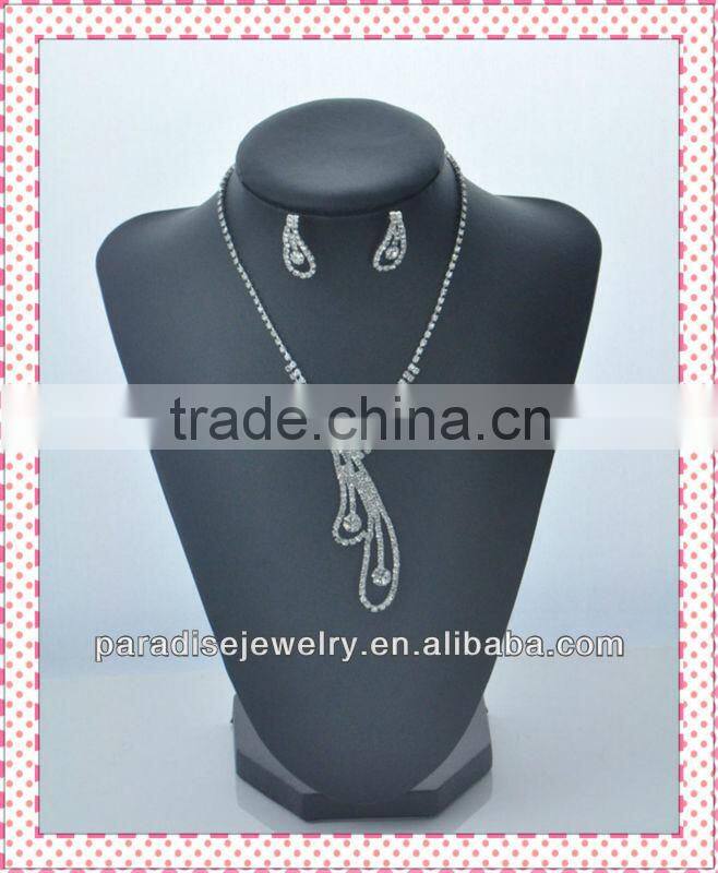 Fashion design Heart Alloy Plated Wedding Crystal Rhinestone Alloy Necklaces Earrings Jewelry Sets-NEW052102