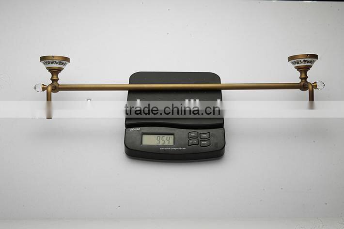 2016 new design bathroom brass ,ceramic double towel bar/ towel rod / towel rail accessories with crystal hook