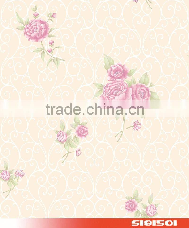 pink flower floral modern pvc wallpaper wallcovering S181507