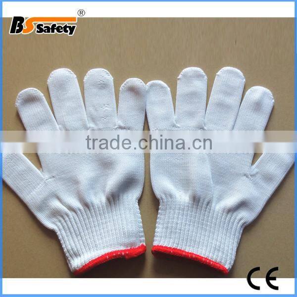 BSSAFETY 70g white nylon knitting gloves