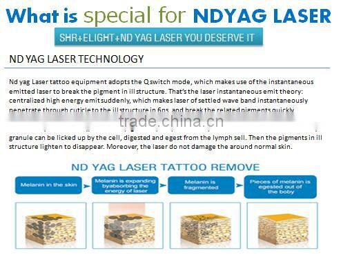 2016 portable ipl shr super hair removal machine ND YAG Laser tattoo removal multifunctional for home use