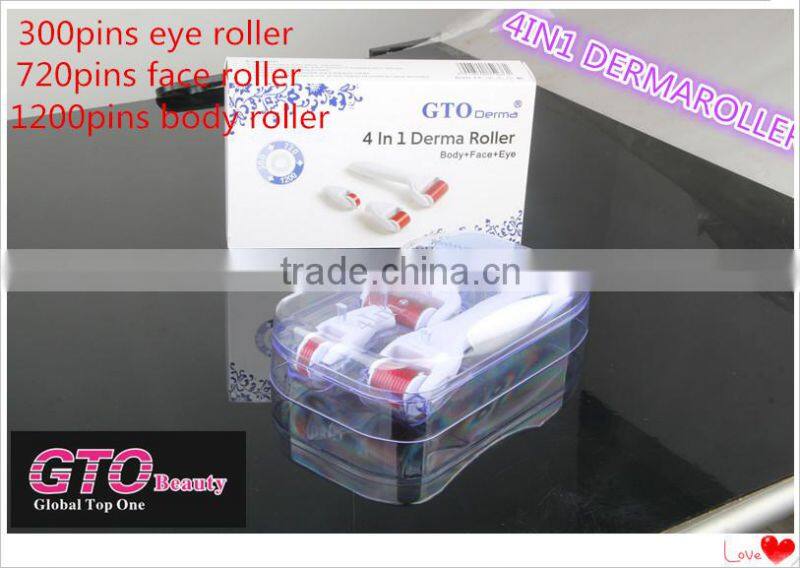 2015 newest factory big sale 300/720/1200 pins microneedle roller 4 in 1 derma roller