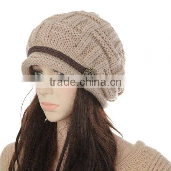 Korean Fashion Womens Warm Winter Crocheted Knit Braided Beanie Ski Hat Skull Cap