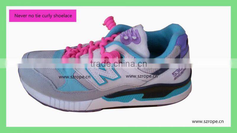 Spiral no tie red shoelace/elastic no tie curly shoelace