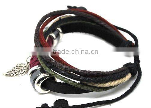 Metal beads leather bracelet