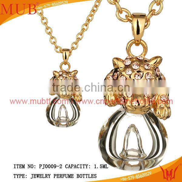 Leopard Shape Necklace Pendant Glass Perfume bottle jewelry Necklace