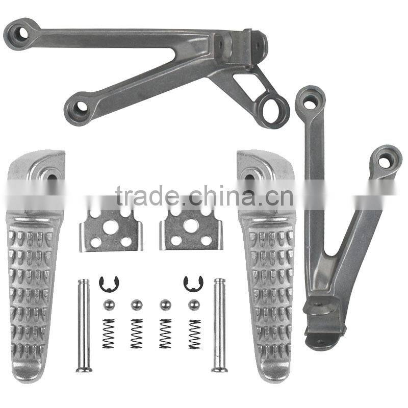 For Kawasaki ZX10R 2004-2005 ZX-10R Silver Rear Foot Pegs Footrest Brackets