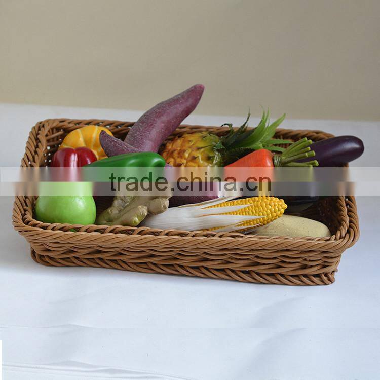 Used food dispaly tools PE wicker woven round shape bulk supermarket or kitchen vegetable storage baskets