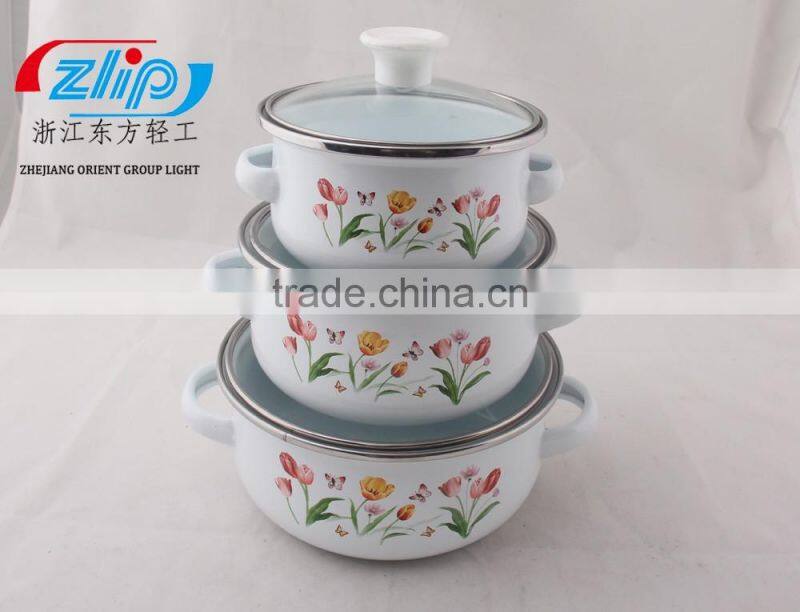 3 Pcs Mini Pot With Metal Cover Beautiful Decal
