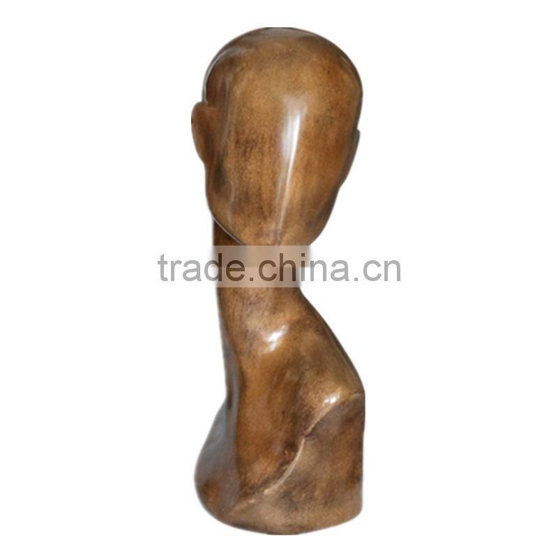 Long neck faceless egg head wooden mannequin for hat display