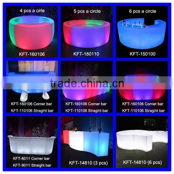 PE plastic led wave shape bar furniture counter table for led event use