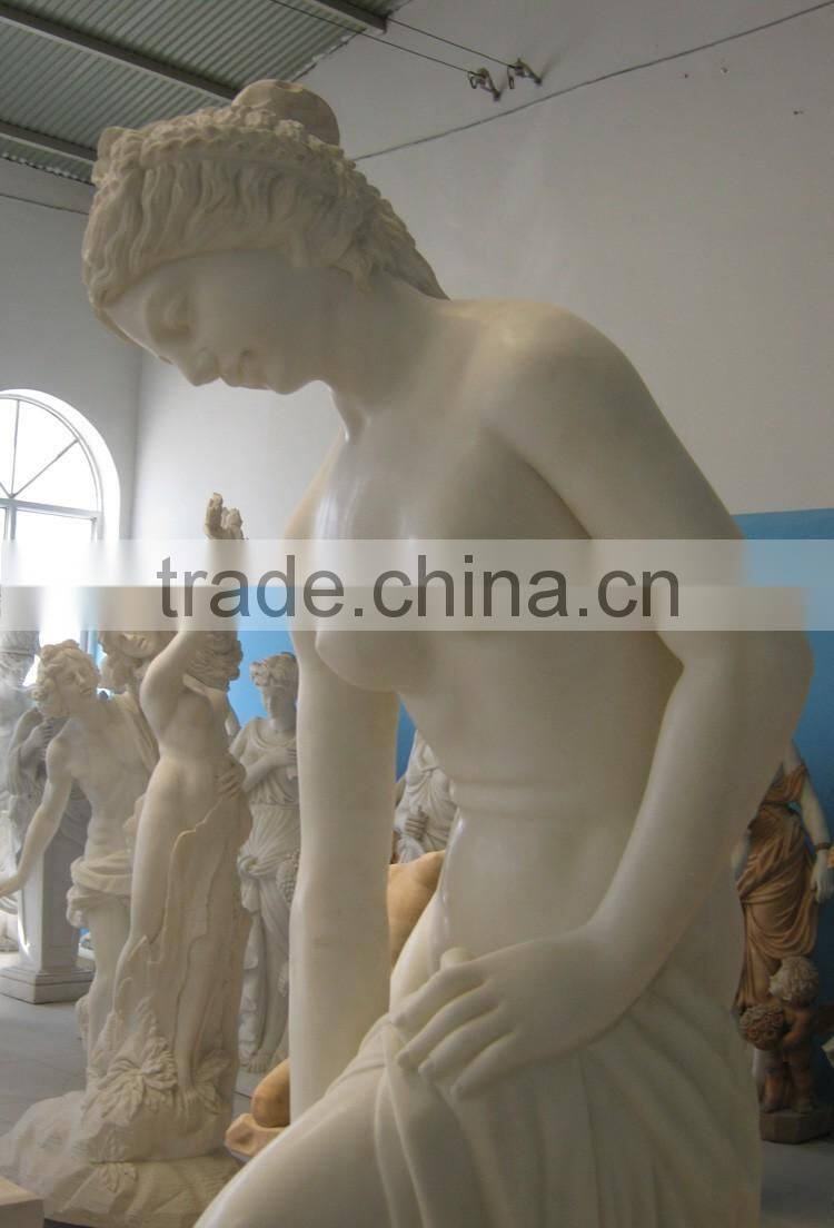 High Quality White Marble Nude Bathing Woman Statue