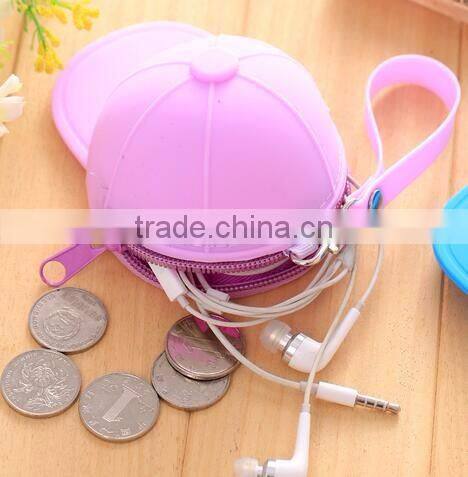 cy277 Women Coin Purse Silicone Bag Cap Hat Candy Color Zipper Bag Cute Girls Coin Purse Key Holder Case Bags