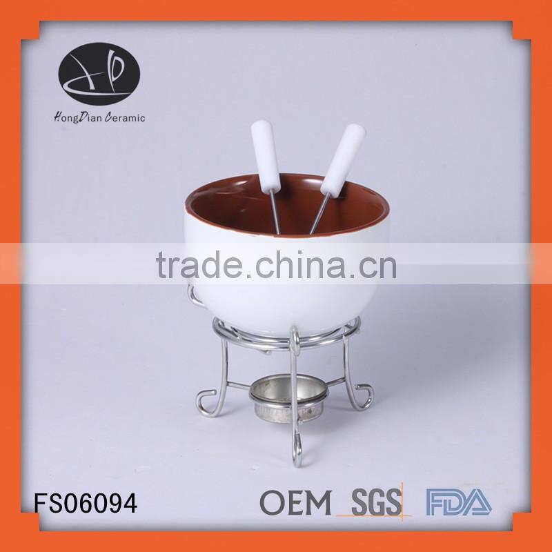 ceramic chocolate chinese fondue set,stainless steel fondue set,chocolate fondue burner