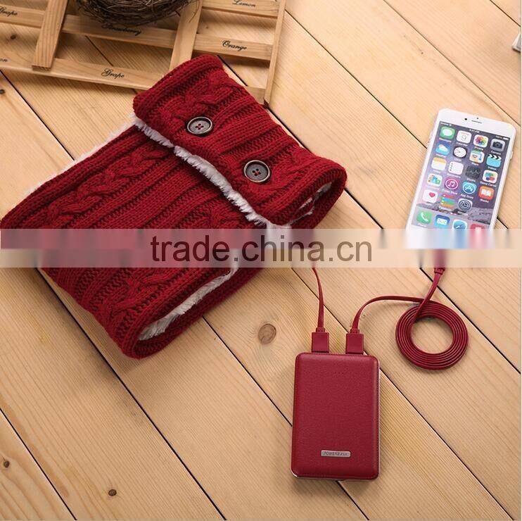 New Arrival Electrical Heating Collar Couple Fasion Valentine Present Rechargeable Warm Scarf With Power Bank, Knitted Scarf