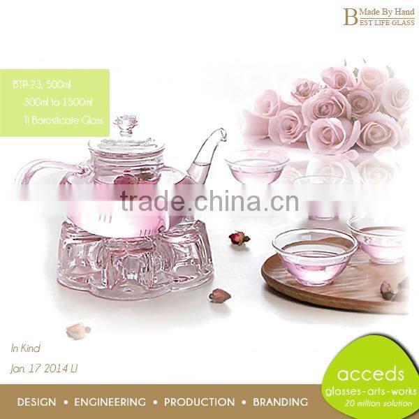 2014 Unique New Design Borosilicate 450Ml Glass Teapot