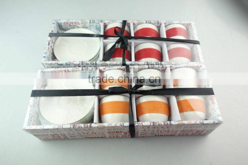 cheap color tableware six cup and saucer with color box