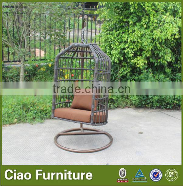 Latest outdoor patio furniture rattan bird cage shape haning swing chair