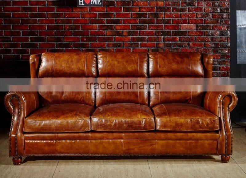 high end vintage leather sofa S118