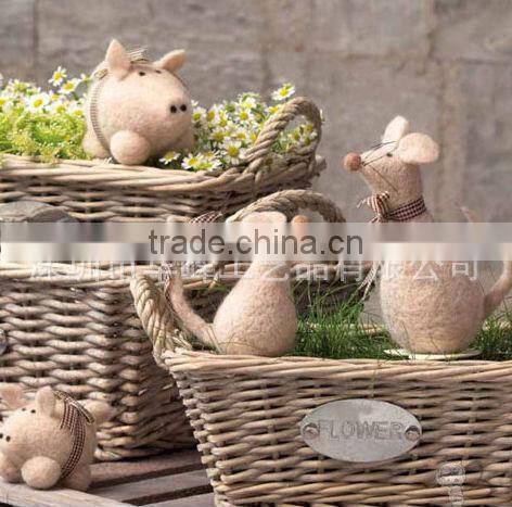 wicker basket for plant and flowers
