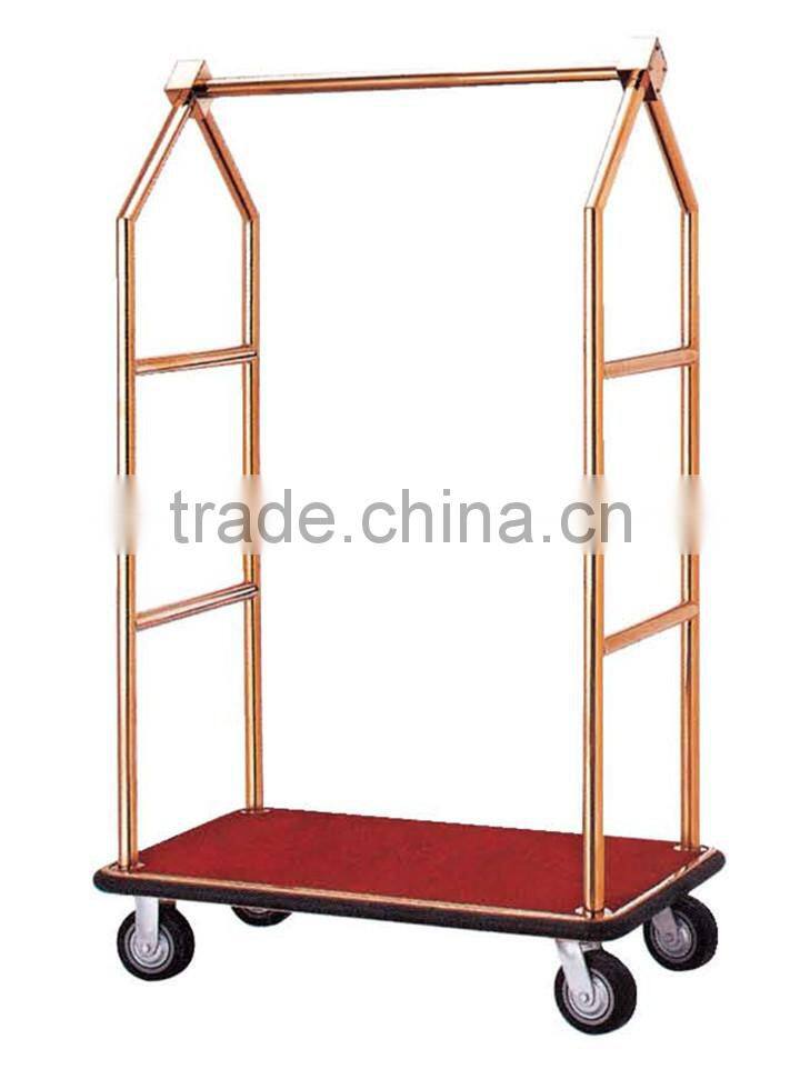 Brass finish matte finish hotel luggage cart for bellman BY-391