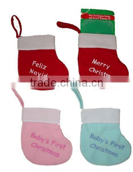 Manufacturer china new products polyester sacks wool felt mini Christmas stocking wholesale with embroidered monogram for baby