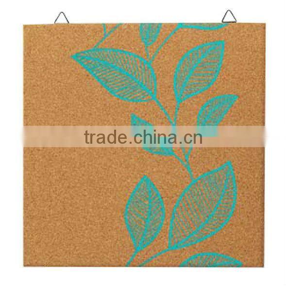 Quality printed decorative printed hanging cork board, colored coard squares,