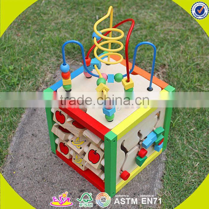 wholesale baby wooden cube beads toy, high quality kids wooden cube beads toy, hottest wooden cube beads toy W11B058