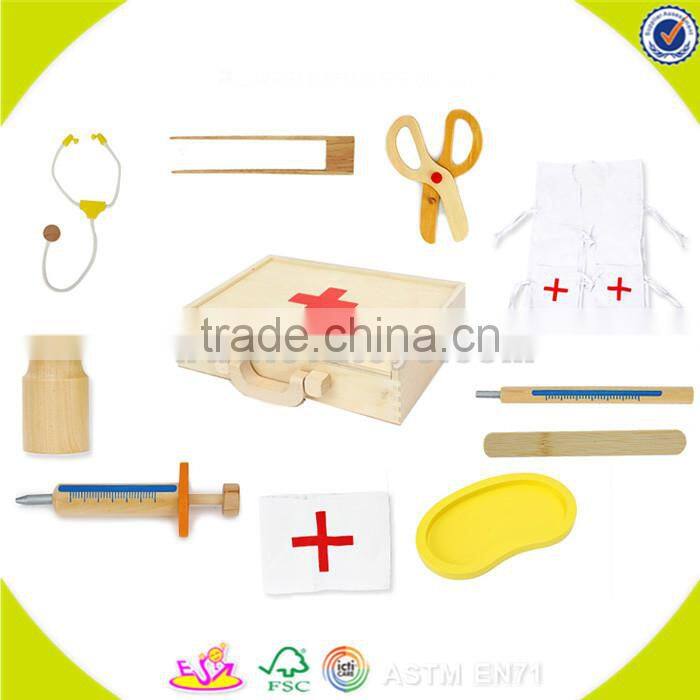 wholesale baby wooden medical toy, hot sale kids role play wooden medical toy, popular wooden medical toy W10B041