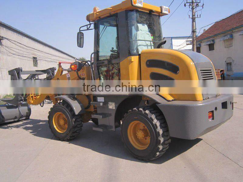 HZM 4wd mini multifunction wheel loader zl12 with snow plower, pallet fork