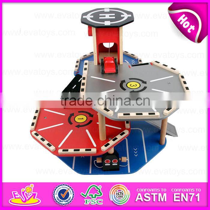 2016 new products interesting wooden toy car garage for toddlers W04B045