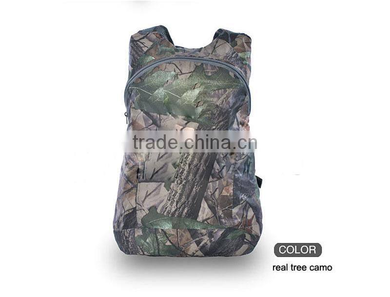 OEM tactical outdoor bionic real tree camo foldable travel backpack