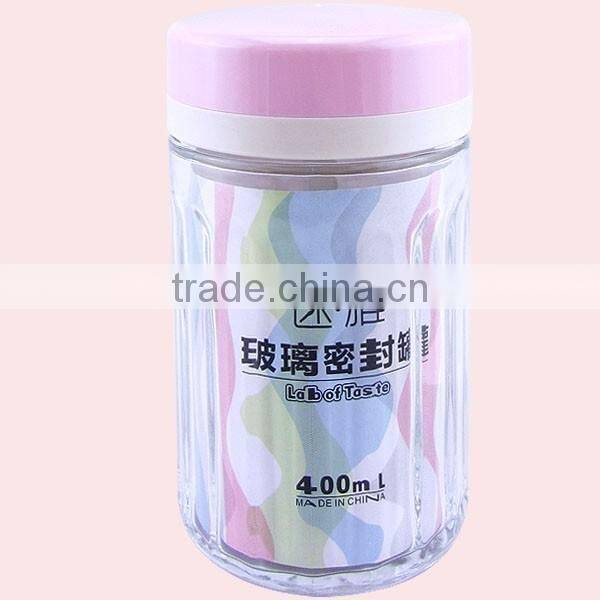 400ml Round Shape Airtight Container Seal Canister Glass