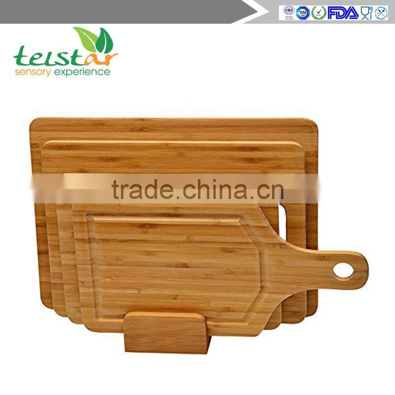 Blue Donuts Premium 5 piece Bamboo cutting board set - Strong, Durable, No knife dull and Eco friendly