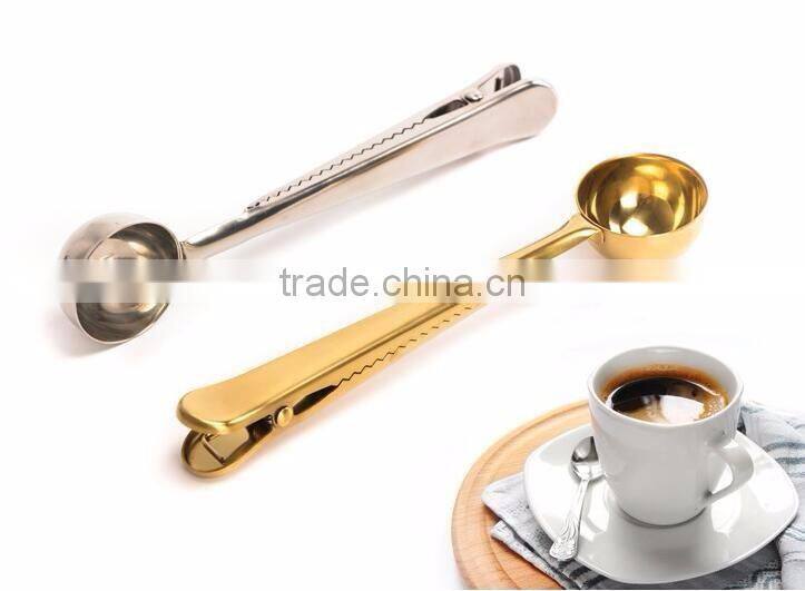 Food grade 18/8Stainless Steel coffee scoop Bag Clip coffee spoon