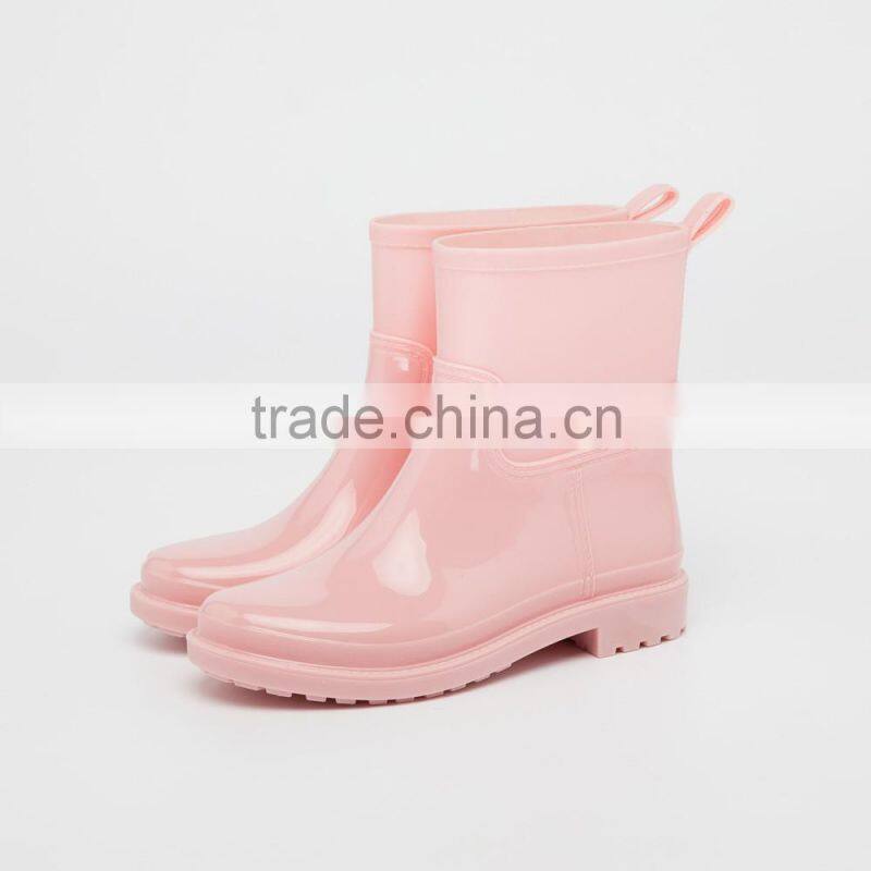 outdoor garden farm weeding use fashion waterproof antislip mid tube pure solid color soft PVC gum boots rain waterproof shoes