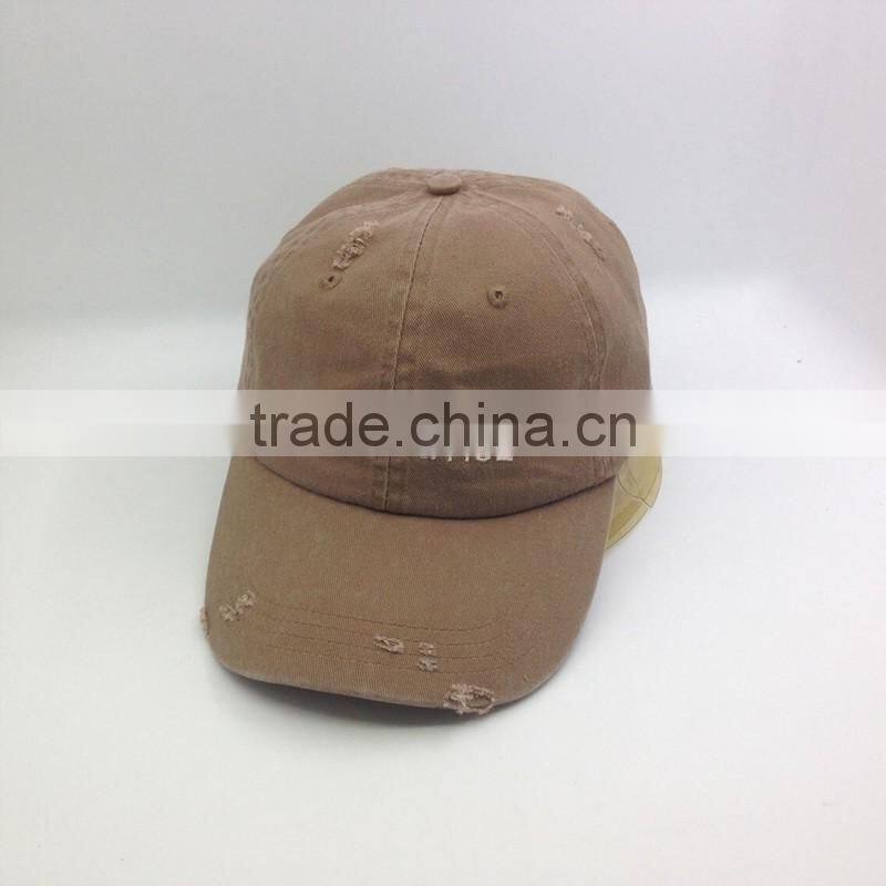 6 Panel Washed Distressed Dad Cap With Custom Logo