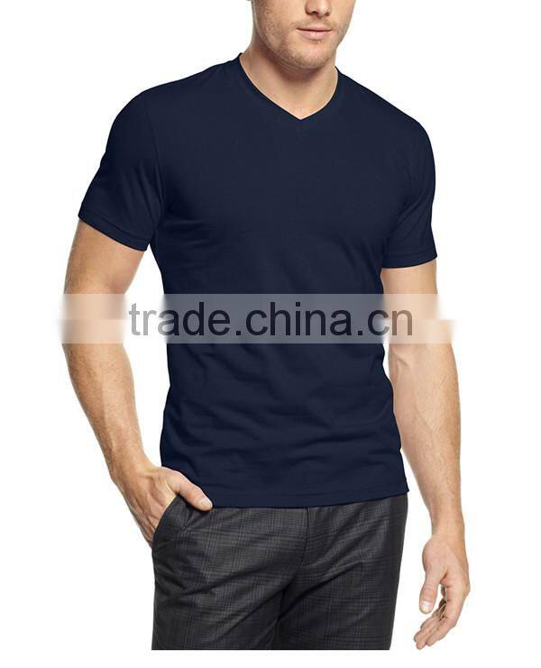 Wholesale Bulk Plain White Black Navy Blue V-Neck Crew Men Blank Custom Embroidery Printing T-Shirt Factory